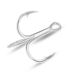 Three blood groove hooks, thickened and strengthened three anchor hooks, barbed lure hooks, anchor fish hooks, bright tin seawater and freshwater hooks