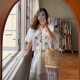 Retro Flower Embroidered Shirt with Wavy Edge V Neck Butterfly Sleeve Blouse Top French Loose Shirt 25 Years New Style