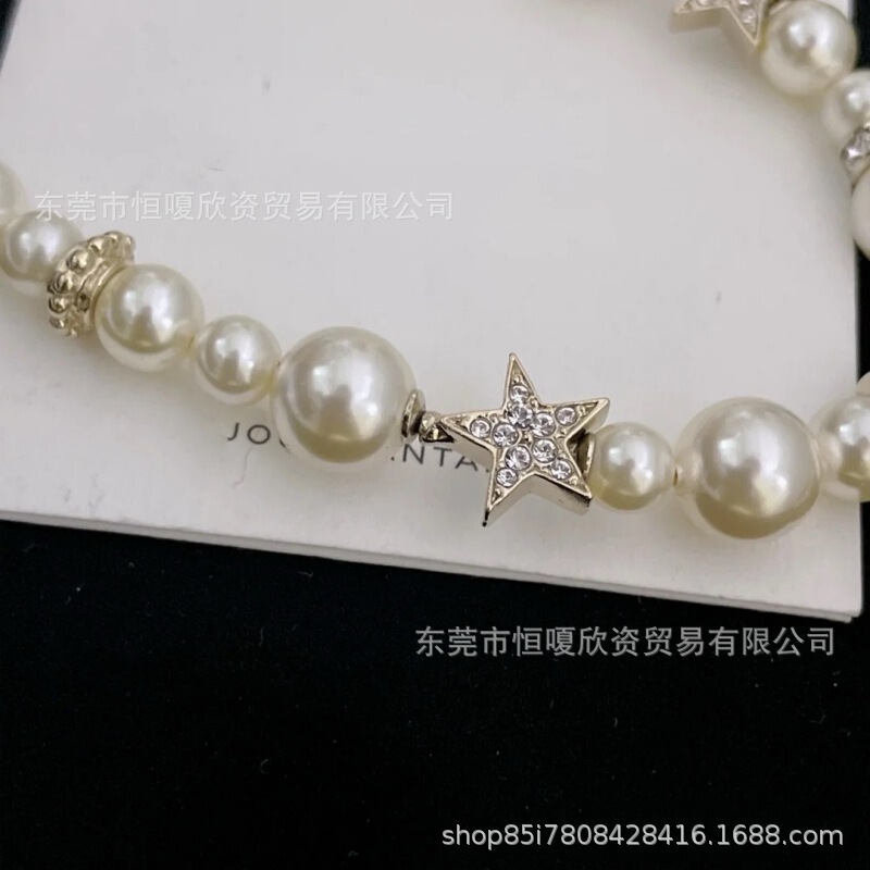 Xiaoxiangjia ペアレター ダブル C スター サイズ パール ネックレス レディース 香りのおばあちゃん プレミアム鎖骨チェーン 工場直販|undefined