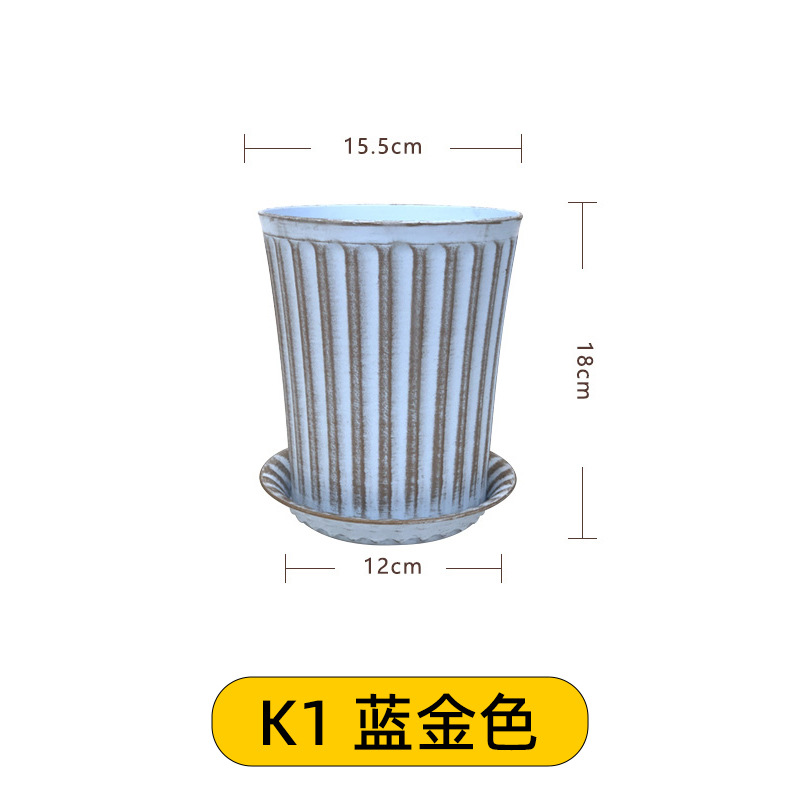 Venta al por mayor retro estilo europeo galón maceta de plástico maceta hogar Hortensia Rosa alambre Lotus resina maceta