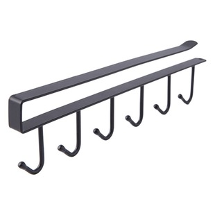 Home Kitchen Wrought Iron Cabinet Storage Rack Multi-function Row Hook Wardrobe Finishing Rack Kitchen Seamless Nail-free Hook