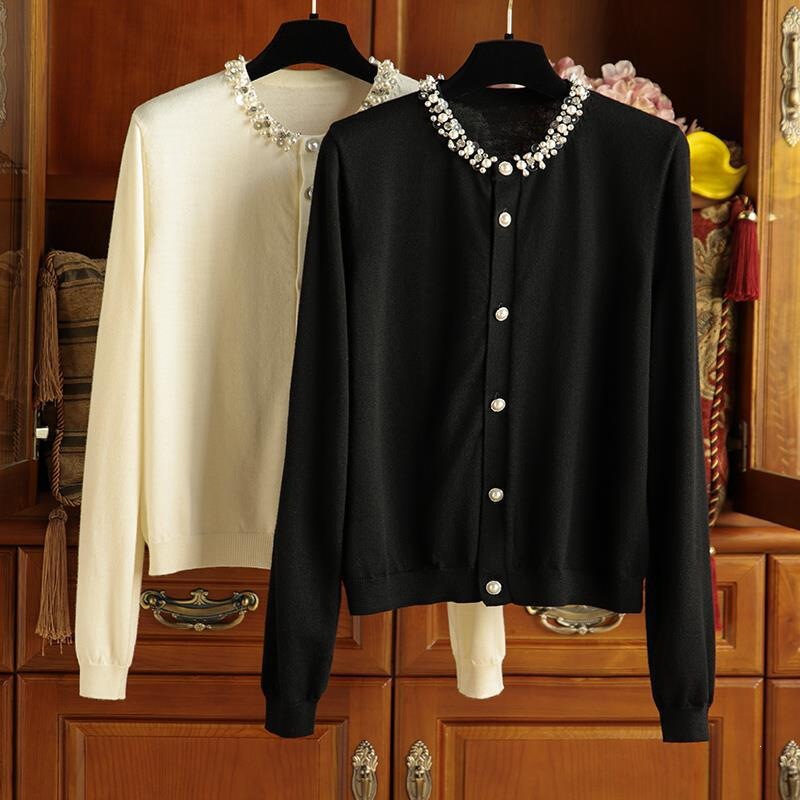 Highly Detailed Beaded Collar, Love It so Much! Customer-Supplied Yarn Wool Knit Cardigan Top 0712 Highly Detailed Beaded Collar, Love It so Much! Customer-Supplied Yarn Wool Knit Cardigan Top 0712