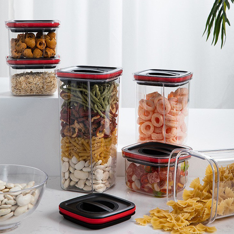 Household Knob Sealed Jar Snack Storage Jar Transparent Crisper Box with Lid Plastic Sealed Box Kitchen Storage Jar Household Knob Sealed Jar Snack Storage Jar Transparent Crisper Box with Lid Plastic Sealed Box Kitchen Storage Jar