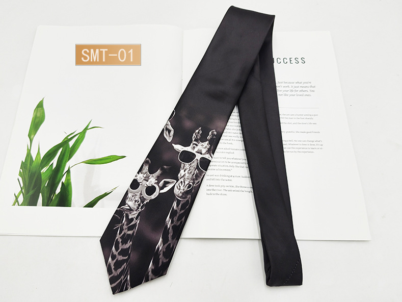 Fabricante spot impresión digital corbata de hombre estilo de Hong Kong moda retro casual animal divertido hecho a mano estilo 8cm