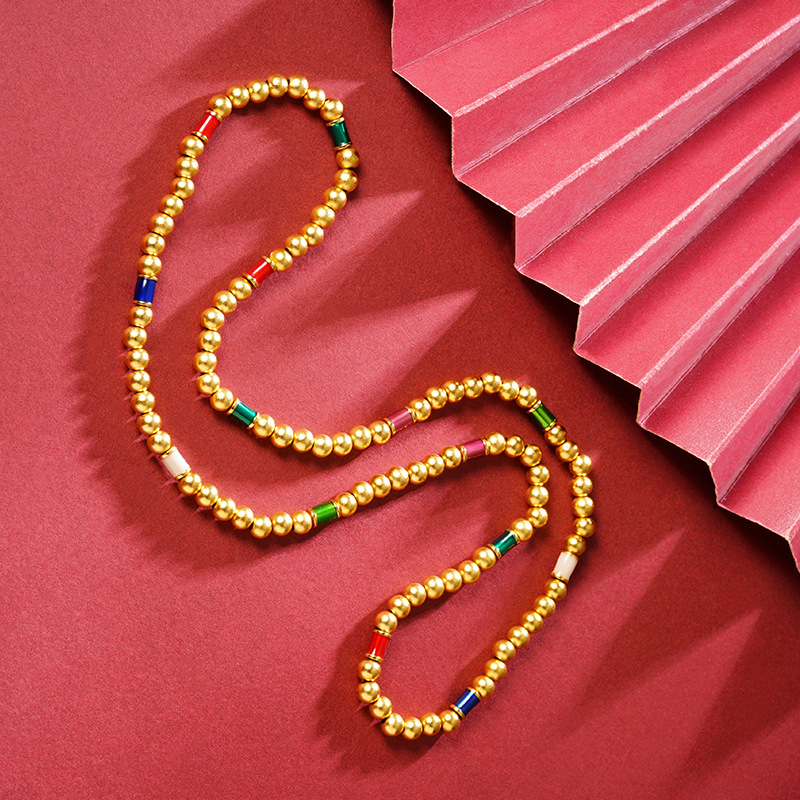 Mujeres de verano no se desvanecen durante mucho tiempo, collar de pulsera de esferas de oro vietnamita, alta sensación de lujo ligero, accesorios de joyería Yiwu
