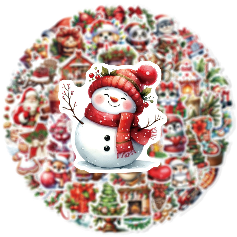 クロスボーダー60枚クリスマスクリスマス夜落書きステッカー窓子供パーティーギフトボックスクリエイティブ装飾防水ステッカー|undefined
