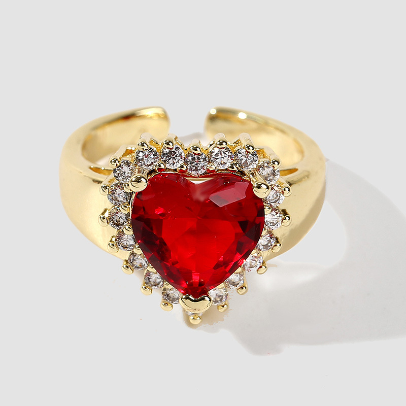 simple trend copper inlaid zirconium ring gold plating ring