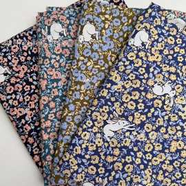 预售韩国全棉60支数码印花棉布碎花小兔童装连衣裙服装手工面料