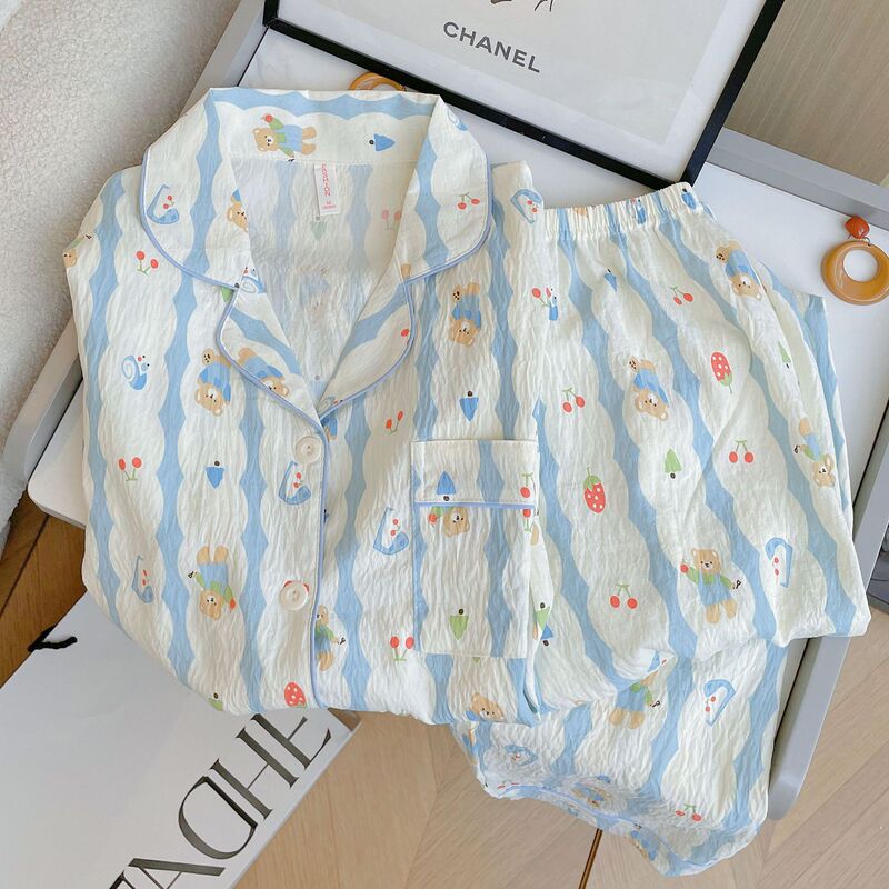 Cloud Cotton Pajamas for Women, Long-Sleeved and Long-Pants, Spring and Autumn, Cute Sugar Rabbit Design, Sweet and Super Soft, Trendy Home Wear Set, Suitable for Outerwear