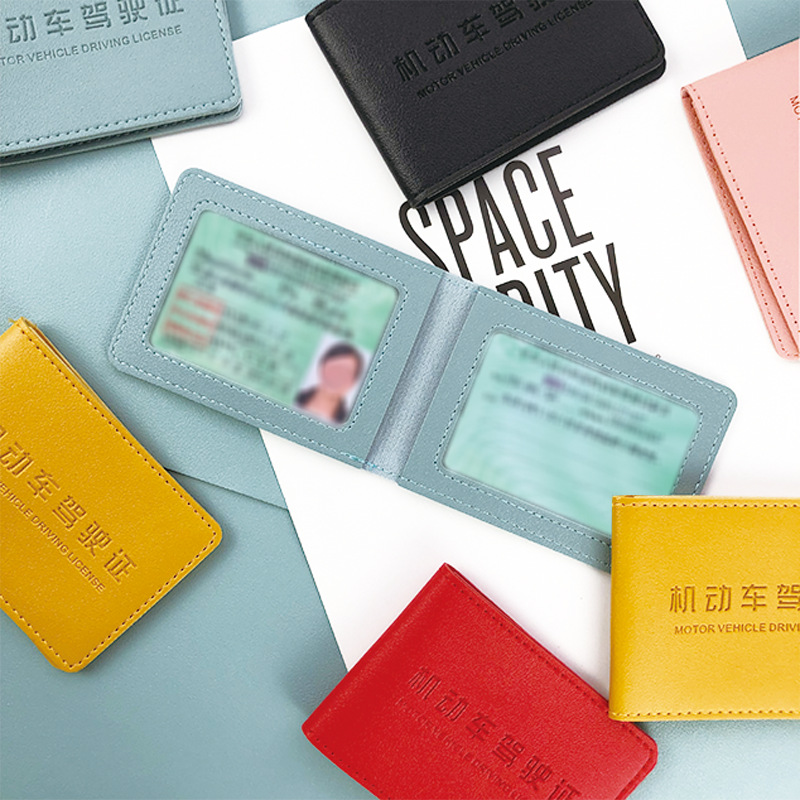 Licencia de conducir de niñas 2 - en - 1 licencia de conducir este conjunto de PU cuero diy licencia de conducir funda de cuero al por mayor personalizada