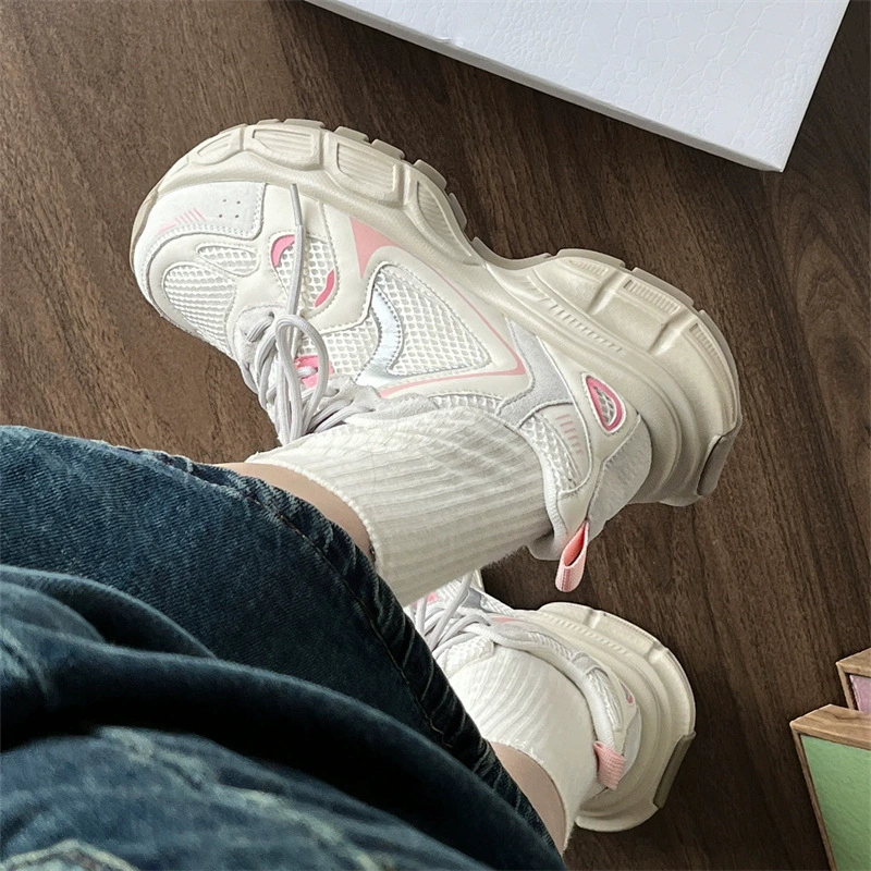 Кроссовки "dad" для женщин, сетчатые, дышащие, толстая платформа, увеличивающая рост