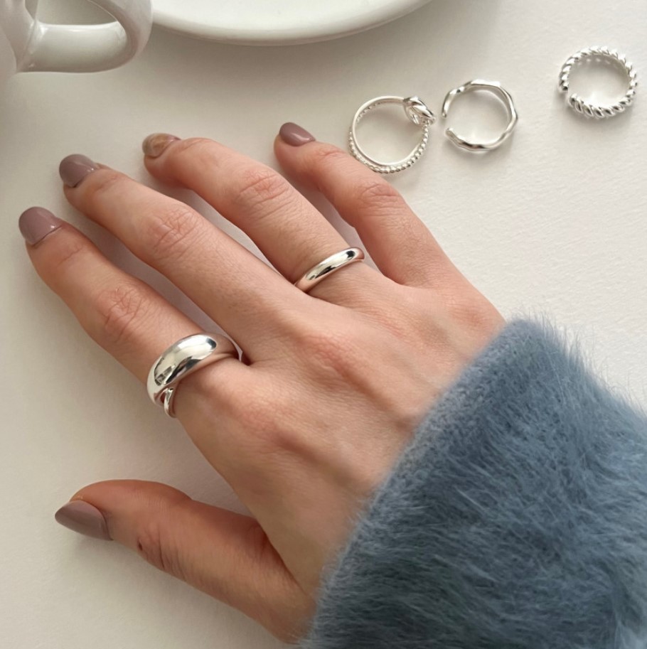 Adjustable Ring Size 18K Gold Plated 925 Sterling Silver Solid Color Open Rings 925 Sterling Silver Rings