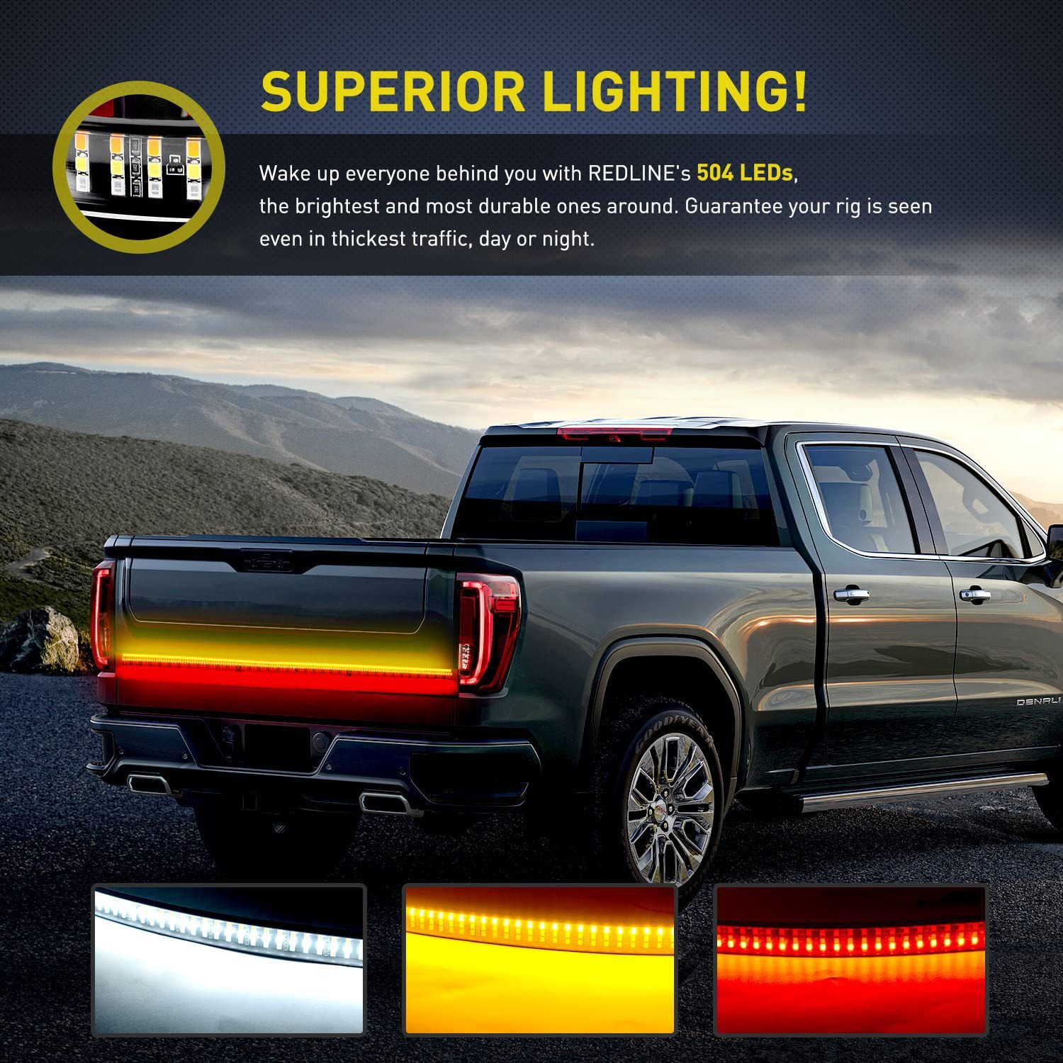 Cross-Border Hot Selling Pickup Truck Tail Lights 60inch 49 Three-Color Tail Lights Three Rows Four Rows Turn Signal Marquee Streamer