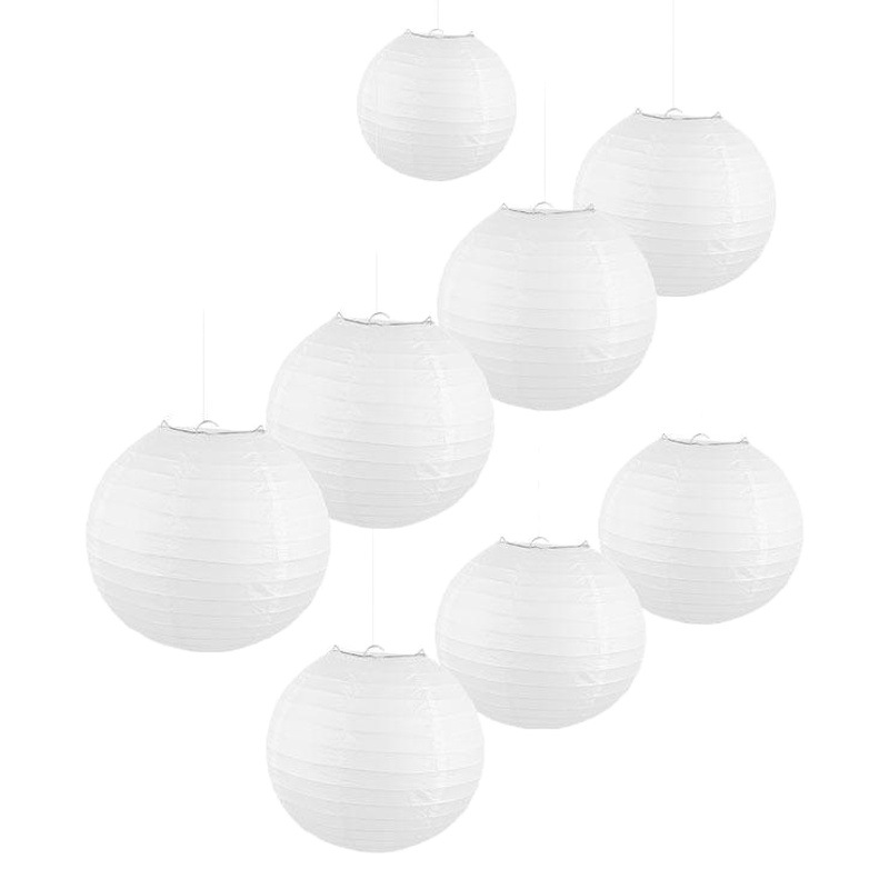 Round white paper lantern paper lampshade birthday wedding party set decoration lantern Children DIY painting Lantern