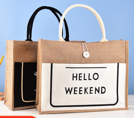 Bolsas de lino personalizadas logotipo bolsas de compras de yute bolsas de mano de gran capacidad publicidad bolsas de regalo bolsas de lona personalizadas