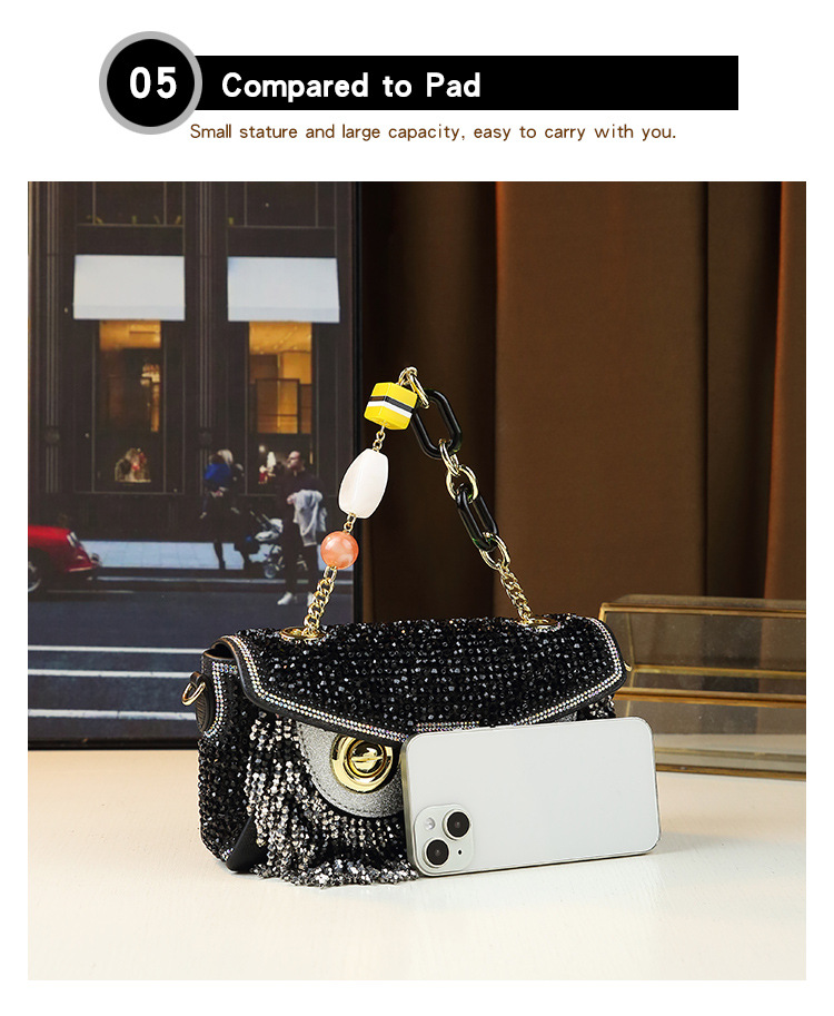 Borsa a mano da donna a forma di gufo con strass e nappe, resistente, a tracolla, piccola borsa quadrata, lusso di nicchia accessibile_voghion.com