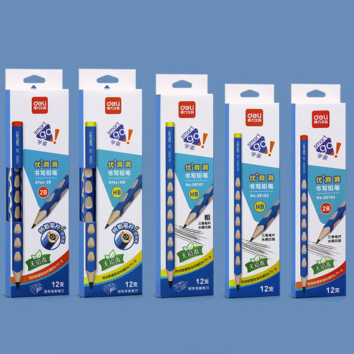 Deli kindergarten hole pencil primary school student thick rod thickened large triangle rod hb positive posture 2b calligraphy stationery wholesale