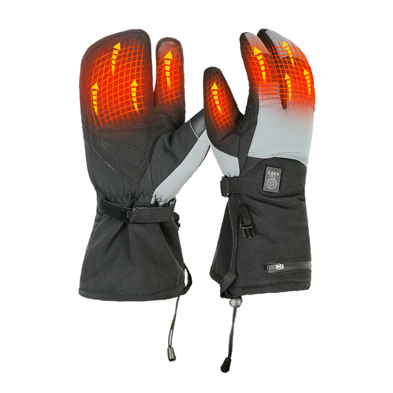 跨境热销智能发热手套户外运动电加热滑雪骑行手套全指保暖手套