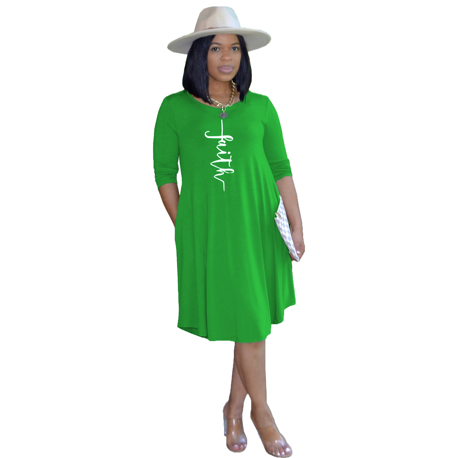 Casual Mid-Sleeve T-Shirt Dress NSALI108473