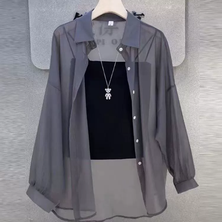 Summer silk sun protection clothing, breathable cardigan, thin long-sleeve, shirt, UV protection