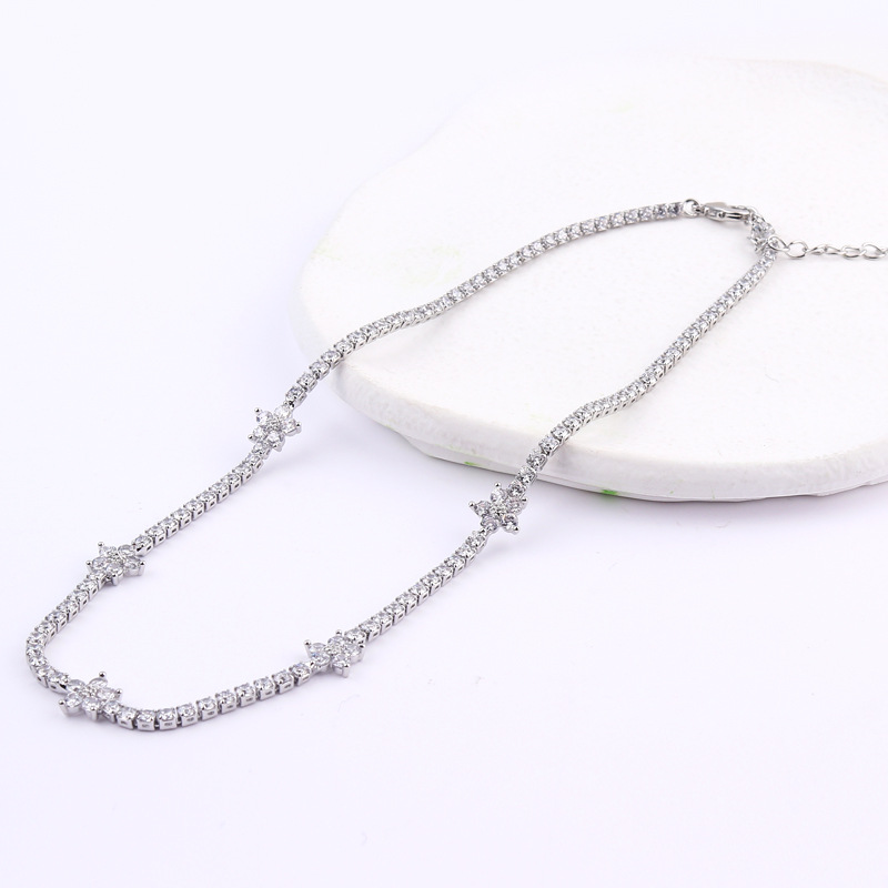 Simple Style Flower Zircon Copper Tennis Chain Choker Wholesale display picture 12