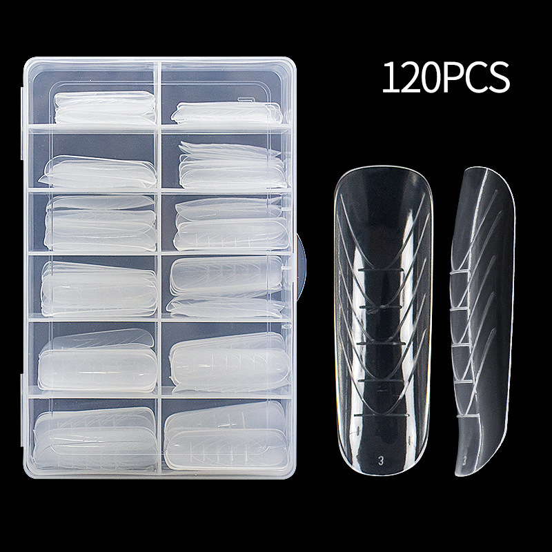 Molde de uñas auxiliar para extensión de uñas de cristal con escala, sin papel, puntas de uñas portátiles en caja para uso transfronterizo