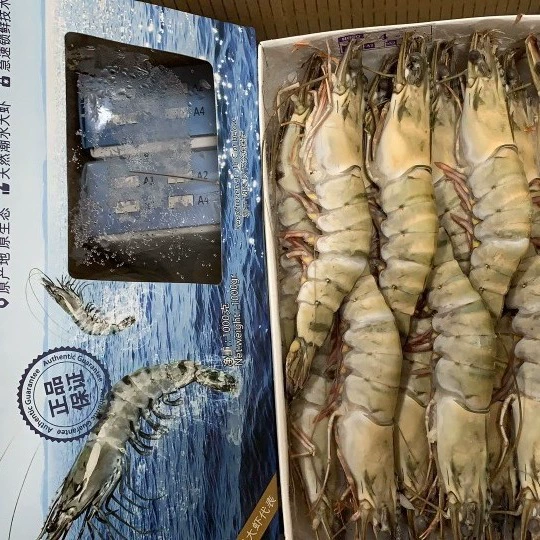 Вьетнамские дикие черные тигровые креветки, свежемороженые, без льда, коробка 1 кг.