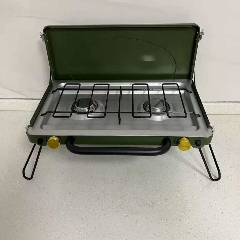 Двойная плита двойной головкой карта ветроустойчивый гриль-барбекю плита на открытом воздухе газовая газовая газовая палатка RV барбекю стойка