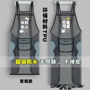 Transparent Tpu Apron Waterproof and Oil-Proof Kitchen Household Work Clothes Women's Cooking Catering Aquatic Products Special Apron Soft Leather