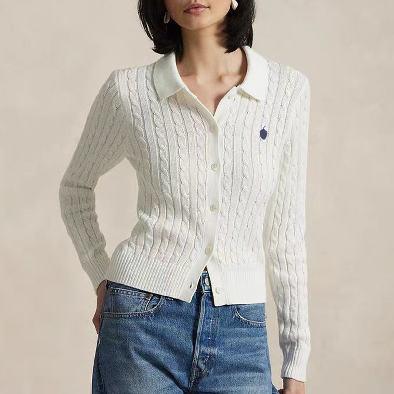 Paul's New Autumn and Winter Women's Casual Lapel Knitwear Knitwear Jacket Cardigan Pony Mark Twist Knitwear