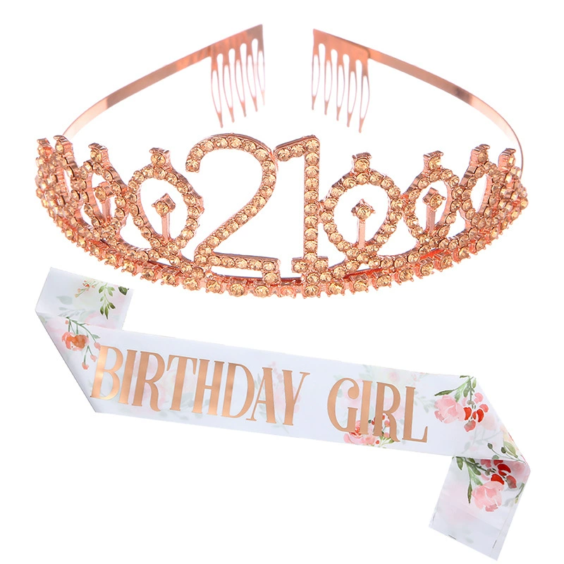 Новая печатная лента с надписью BIRTHDAY GIRL QUEEN, плечевой ремешок, праздничный пояс, корона для девушки на день рождения