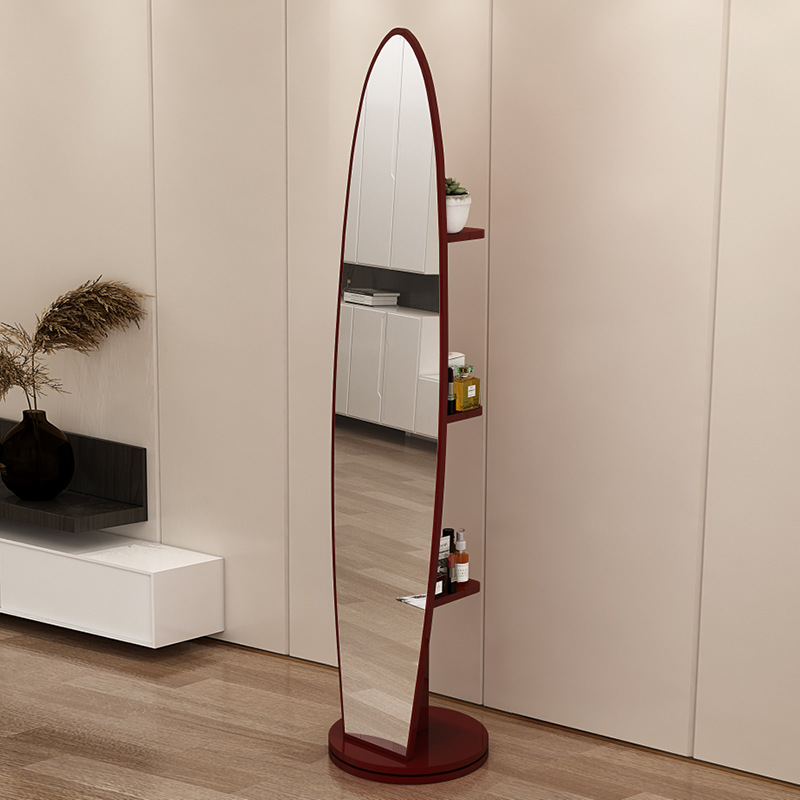 Espejo de cuerpo entero, espejo de piso para vestir, espejo de probador de dormitorio doméstico para niñas, espejo grande tridimensional móvil giratorio de viento