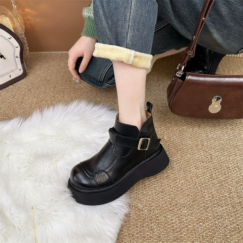 Martens, зимние полусапожки на платформе, теплые, английский стиль, приталенные