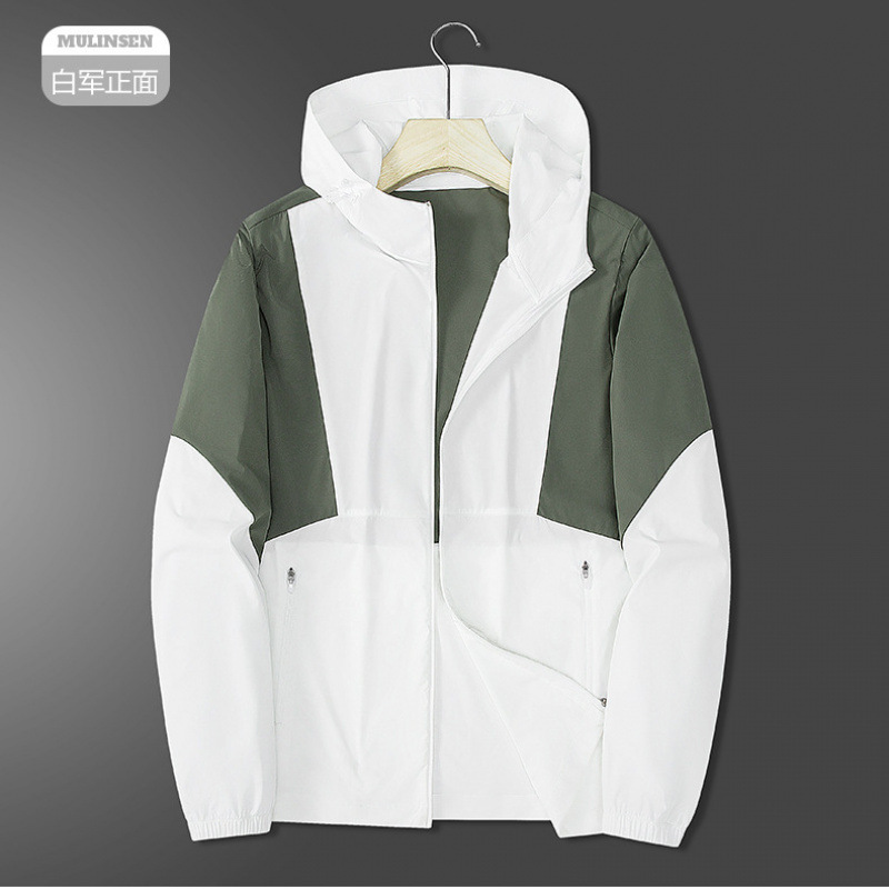 2508 color de verano para hombres y mujeres hielo ventilador chaqueta de protección solar deportiva con sombrero al aire libre abrigo elástico super delgado de moda