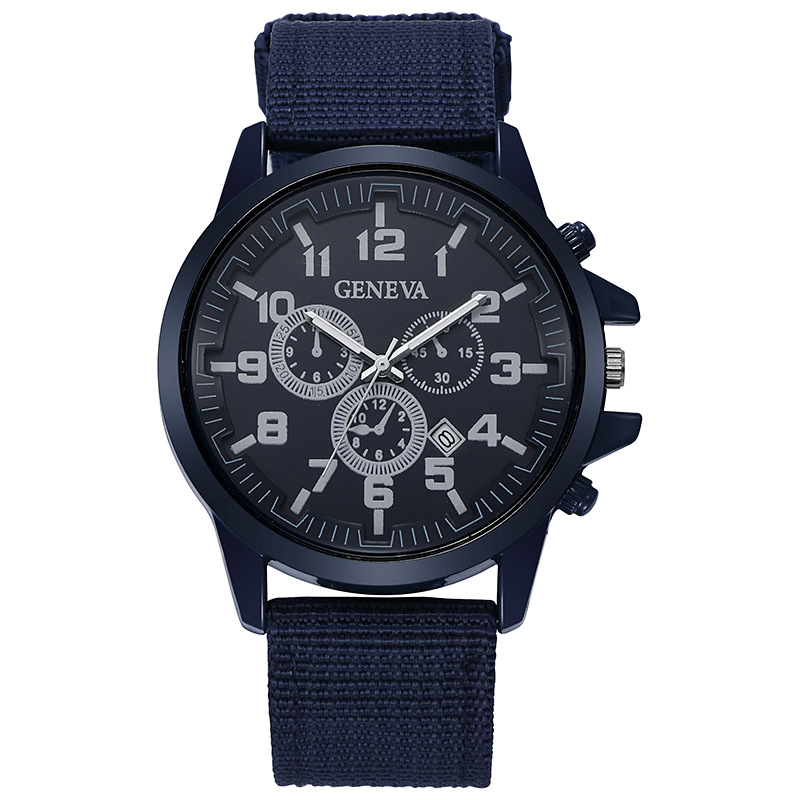 Transfronterizo caliente nueva moda reloj militar reloj de cuarzo calendario correa de nylon reloj de moda elegante de los hombres