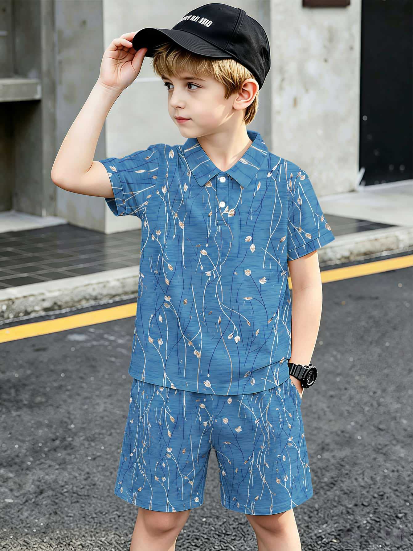 Boys T-shirt And Shorts Set With 3d Printed Design_voghion.com
