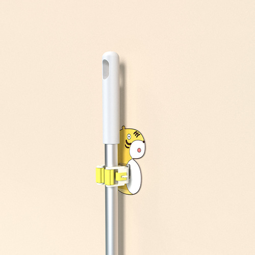 Mop rack punch-free mop clip mop hook bathroom rack artifact wall hanging storage load-bearing cartoon kitchen