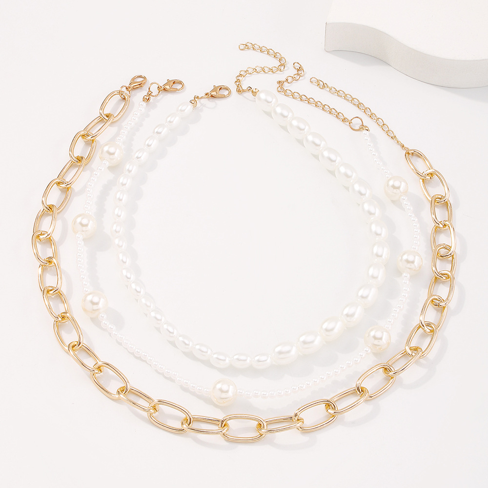 Fashion Geometric Alloy Pearl Multi-layer Clavicle Chain display picture 6