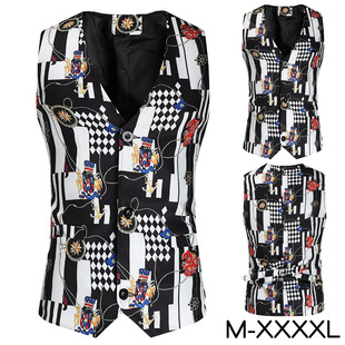 A large number of goods foreign trade new men's fashion suit vest printing leisure vest M-4XL MJ143
