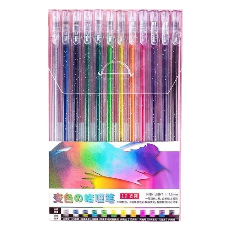 Tiktok flash gel pluma brillante cristal resaltador traje color gel pluma resaltar pintura mano cuenta recarga 18 colores