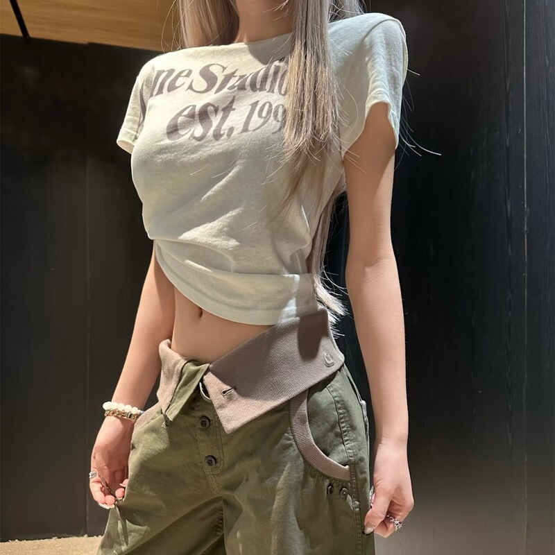 Nanyou High-Quality Original Label 2026 Summer New Ac Brand Versatile Logo Letter Women's Short Cotton Short-Sleeve T-Shirt