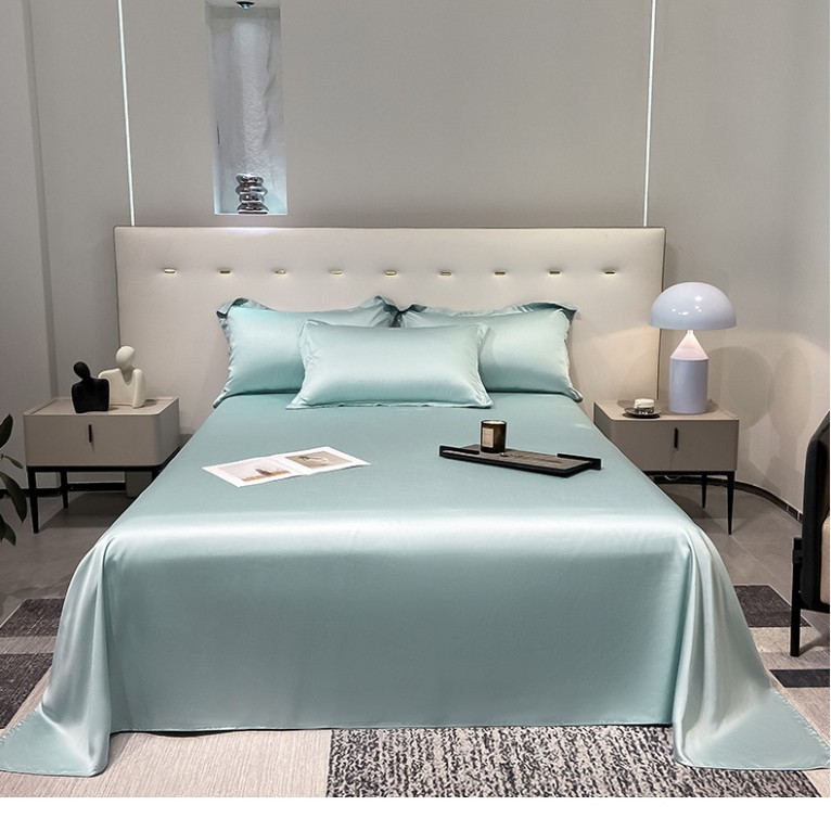 100 sábanas de verano de seda de hielo de color sólido de una sola pieza, dormitorio desnudo, edredón fresco, funda de almohada simple, juego de tres piezas
