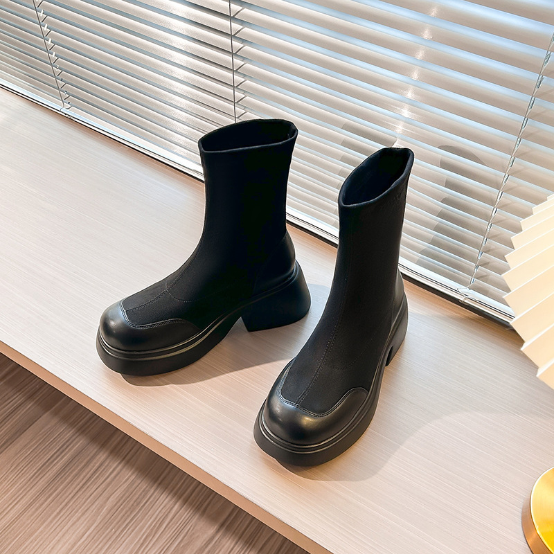 [clearance specials] thick-soled thick-heeled boots women's autumn 2024 new thin boots Joker fashion heightening slim elastic