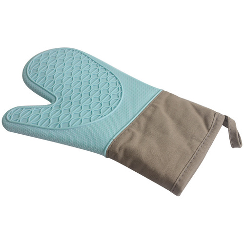 Wavy short cotton thickened microwave oven baking insulation anti-freeze anti-scalding fabric silicone gloves