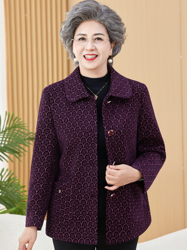 奶奶秋装外套中老年人翻领上衣女60岁70妈妈装秋冬新款老太太衣服|undefined