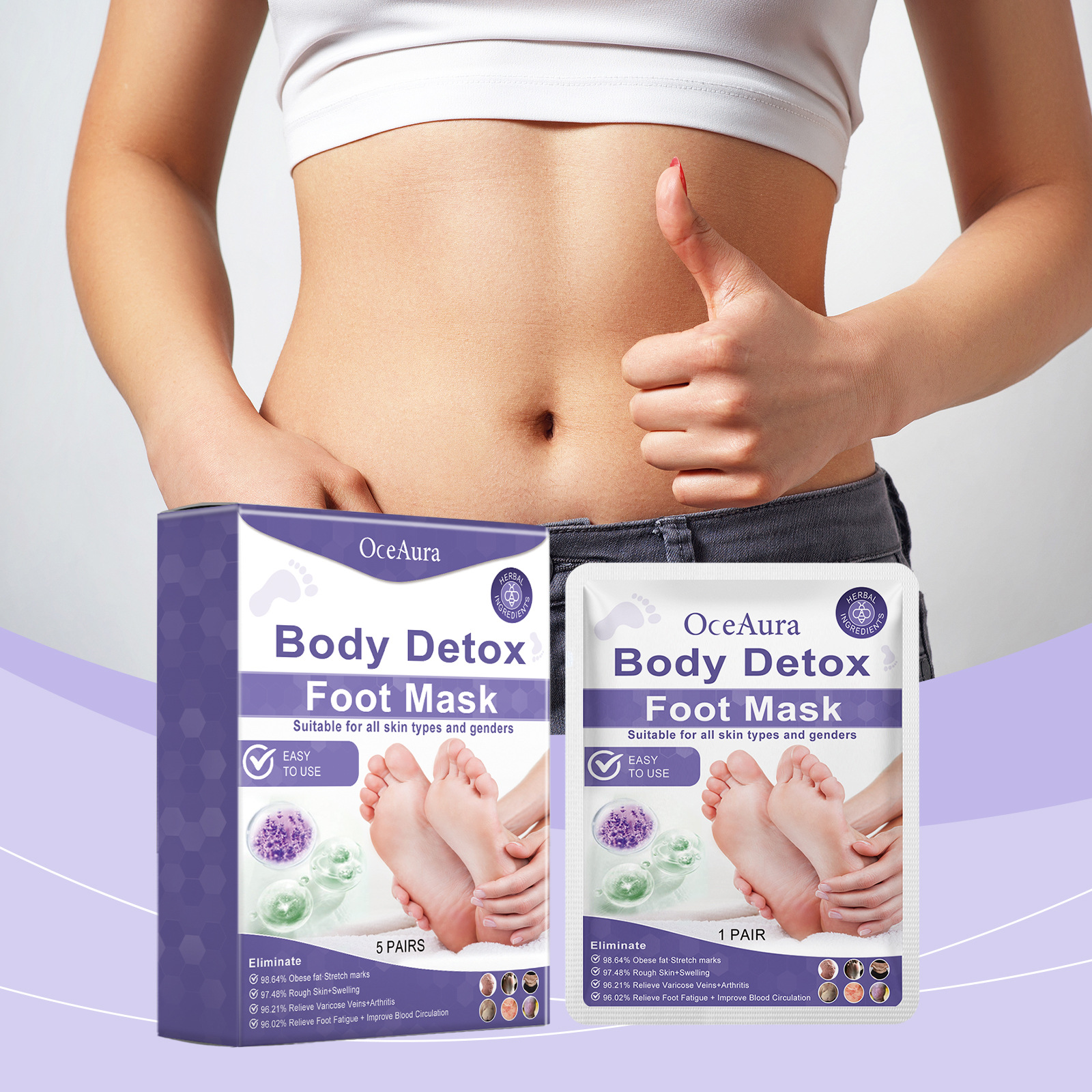 OCEAURA Fußmaskenbox, lindert Fußbeschwerden, reinigt sanft, verbessert die angenehme Figur, strafft und befeuchtet die Haut_voghion.com