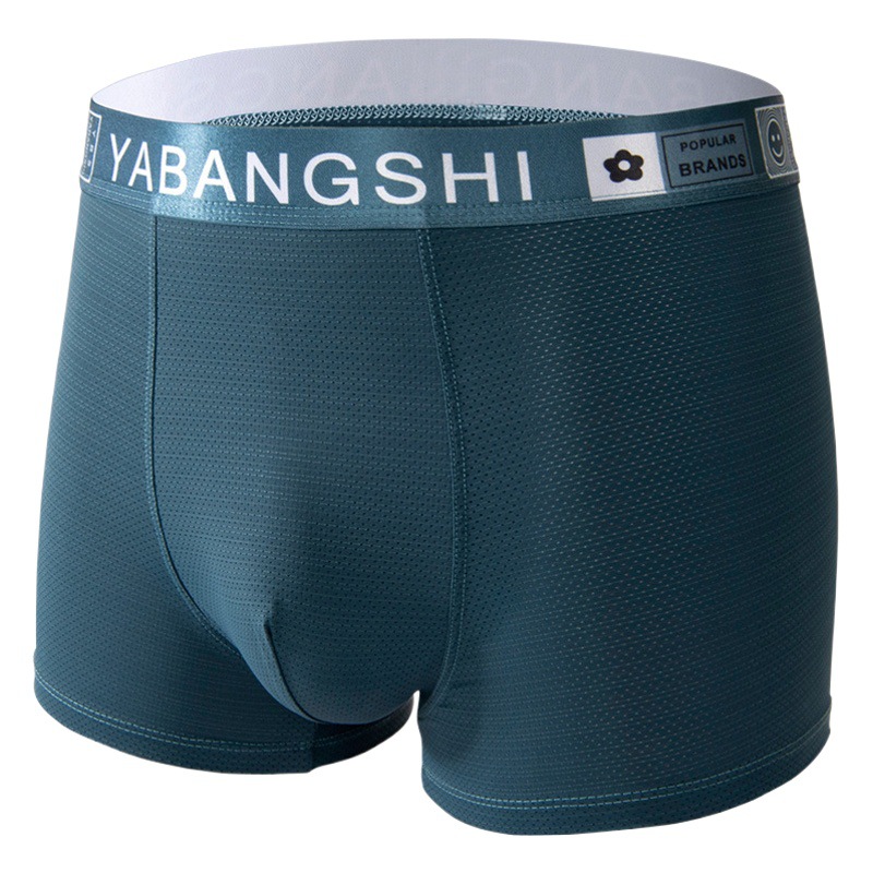 Ropa interior para hombres Seda de hielo sin costuras malla transpirable entrepierna interior húmeda cintura media Boxer ropa interior juvenil verano Nuevo Cuatro