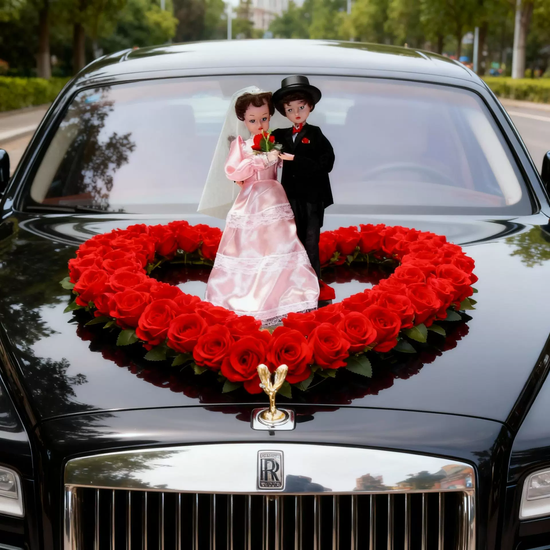 婚车车头娃娃公仔装饰情侣婚纱一对新娘新郎婚花专用吸盘婚庆用品
