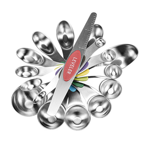 Cross-border stainless steel measuring spoon double-headed magnetic stainless steel measuring spoon set baking tools double-headed measuring spoon 8-piece set