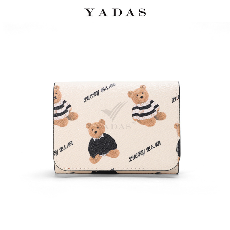 Yadas nueva cartera de las mujeres pu americano retro tríptico pequeño niños corto clip monedero al por mayor